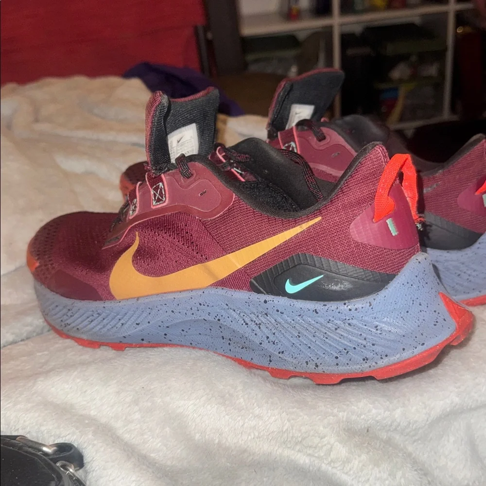 Nike Pegasus trail shoes. Size 12. Maroon, yellow, and orange. - Picture 3 of 5
